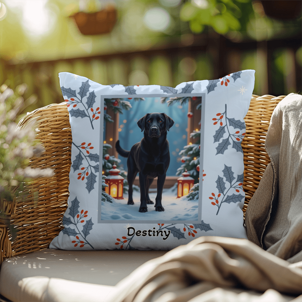 Labrador Retriever Black Pillow - Classic Lab throw pillow, cozy winter dog decor, personalized home accent