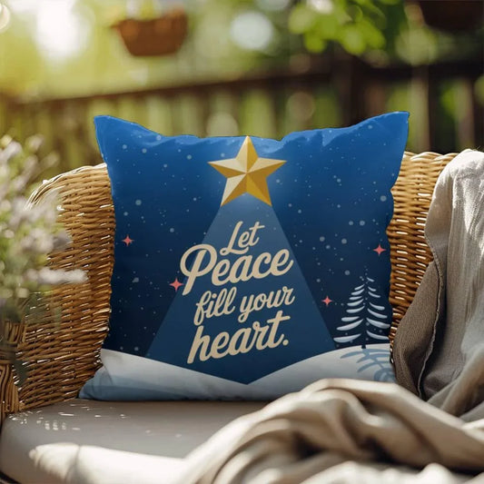 Shop our let peace fill indoor outdoor pillow featuring the 18" x 18" style option from MySisterIsASurvivor.