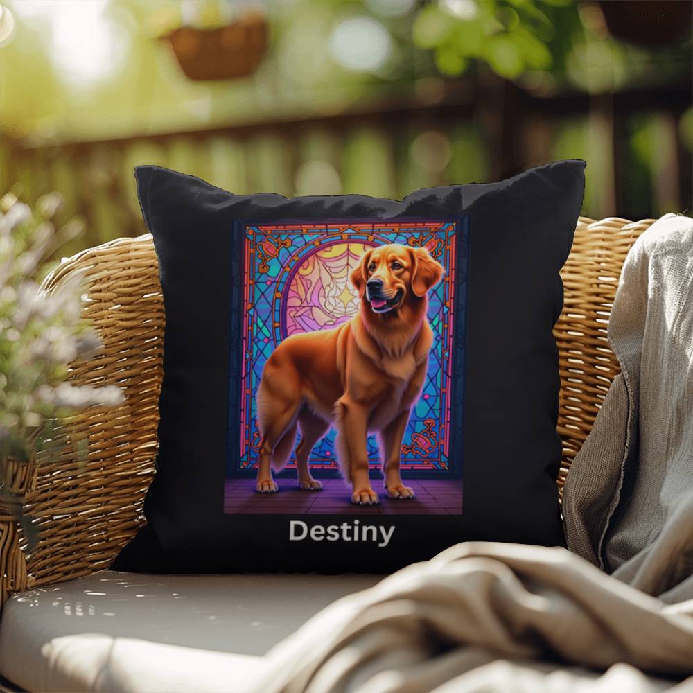 Dark Golden Retriever personalized indoor/outdoor pillow, dog lover home decor gift idea