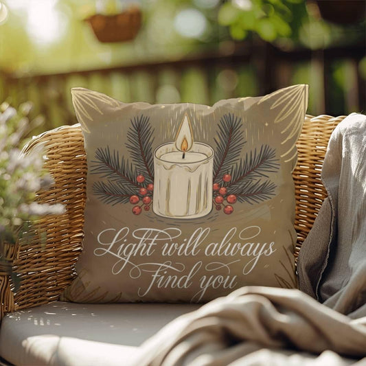 Shop our light will always indoor outdoor pillow featuring the 18" x 18" style option from MySisterIsASurvivor.