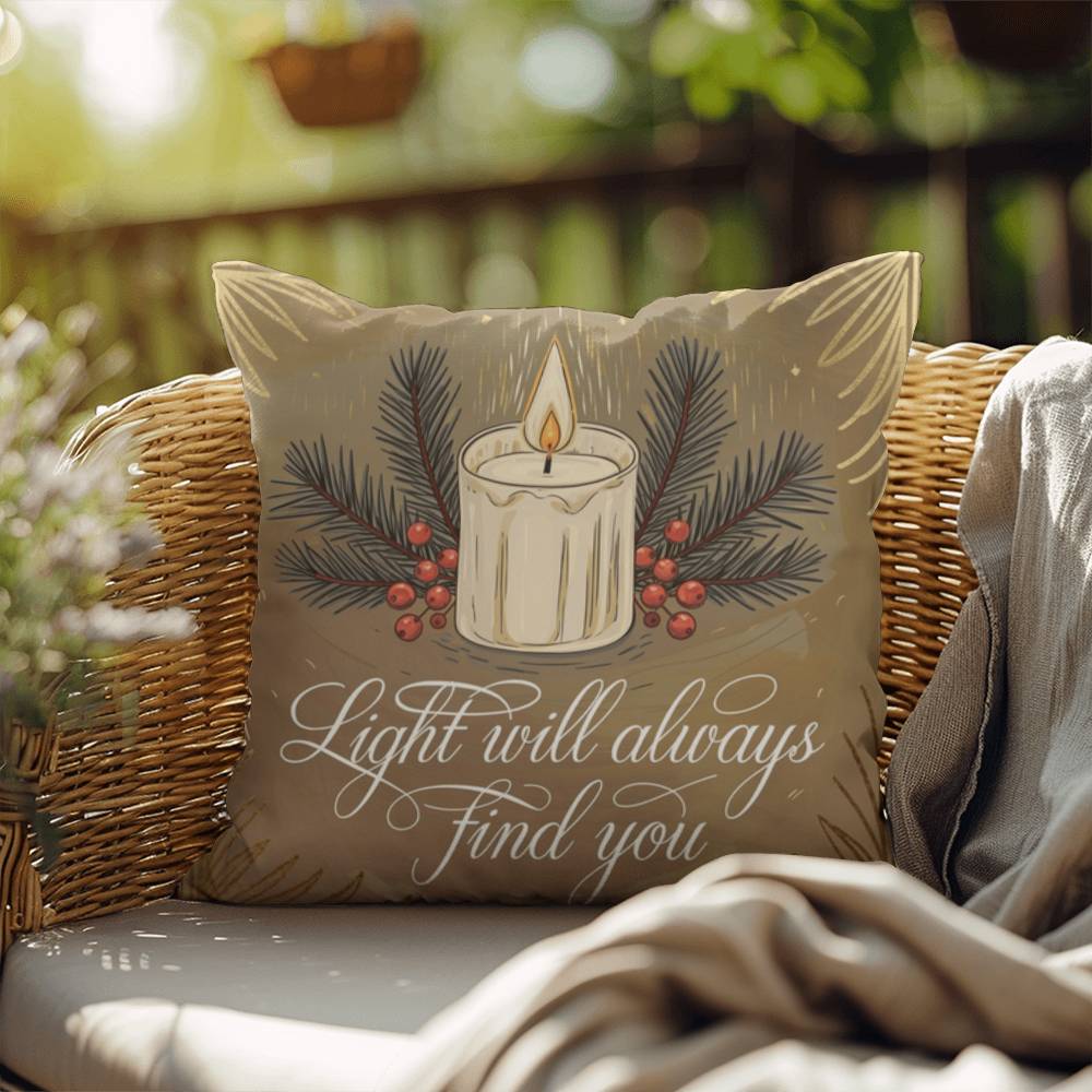 Light Will Always Find You Throw Pillow - Inspirational holiday décor for peace and hope