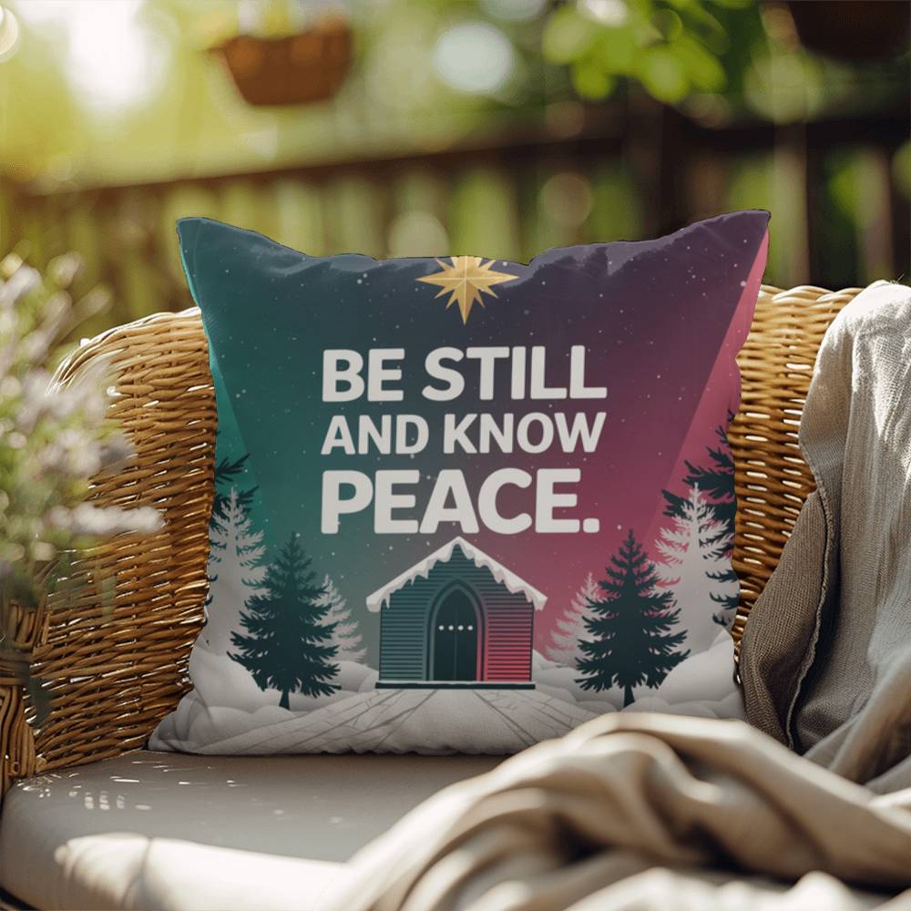 Be Still and Know Peace Throw Pillow - Calm Christmas home décor for mindfulness and reflection