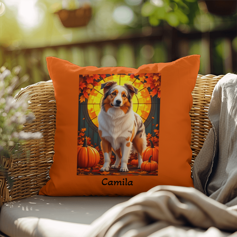 Australian Shepherd Red Merle Coat Pillow, Personalized Indoor Outdoor Dog Cushion, Aussie Gift