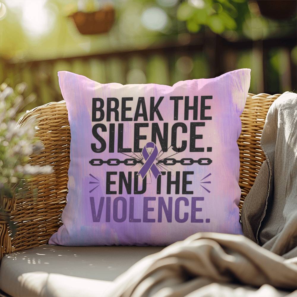 Rise & Reclaim Indoor/Outdoor Pillow – Break the Silence, End Violence