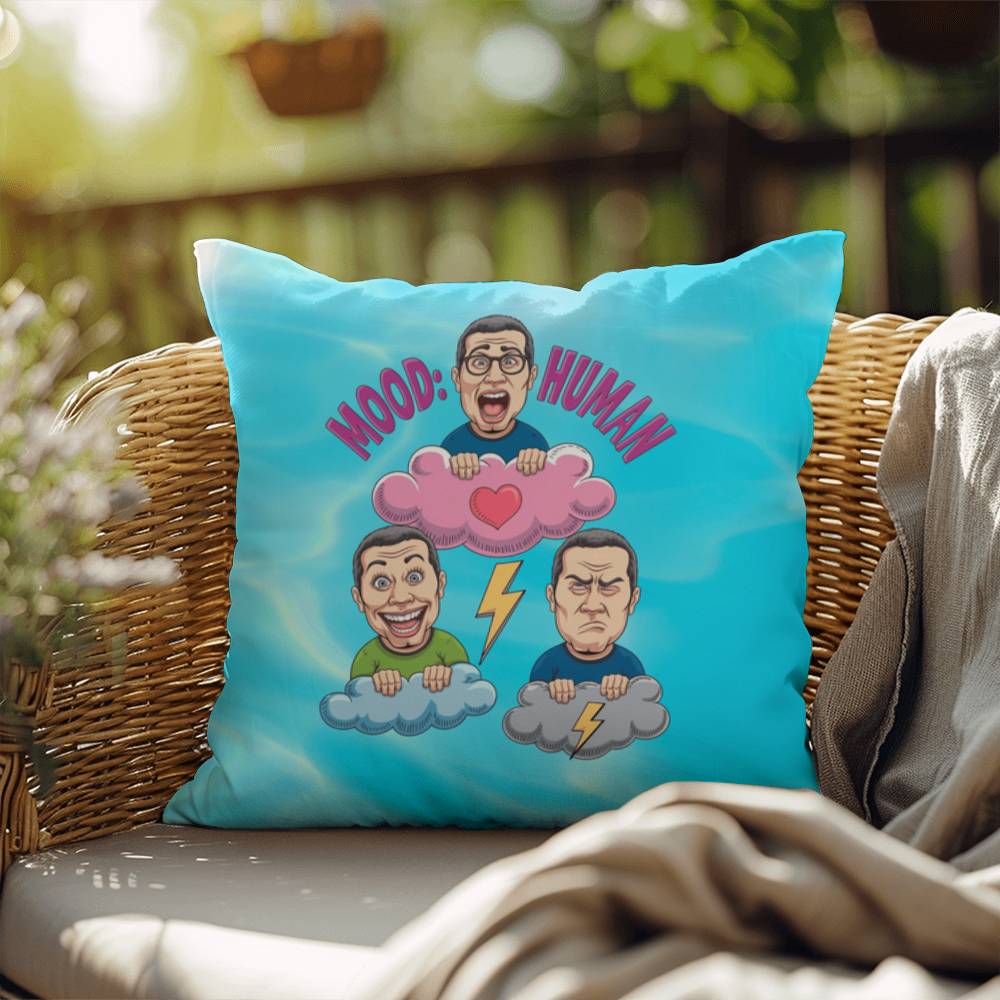 Mood: Human Indoor/Outdoor Pillow -Mental Health Support, Self-Care Decor, Anxiety Relief Throw Cushion