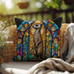 Meerkat stained glass throw pillow, desert wildlife decor, indoor outdoor home accent pillow