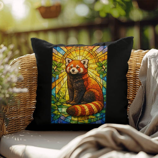 Shop our red panda stained glass style throw pillow featuring the 18" x 18" style option from MySisterIsASurvivor.