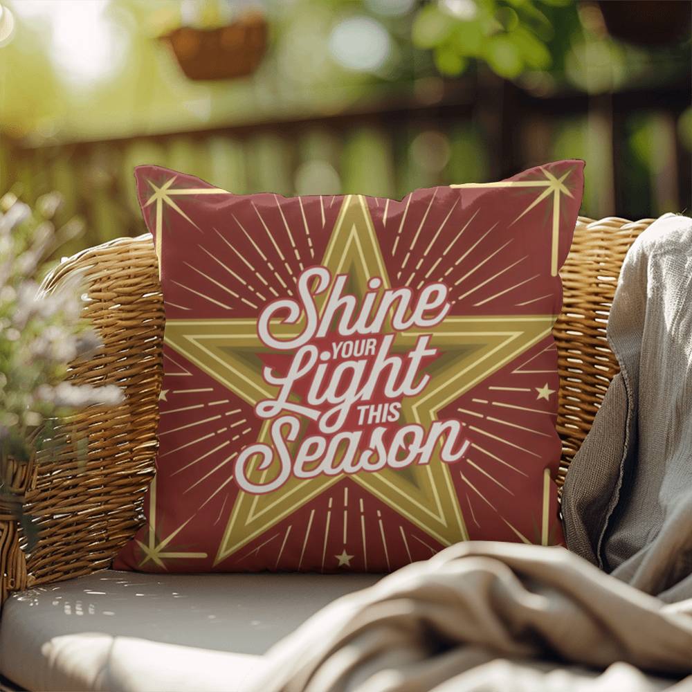 Shine Your Light This Season Throw Pillow - Gentle Christmas décor for inspiration and peace