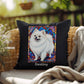 Pomeranian (White) Indoor/Outdoor Pillow - Personalized Stained Glass Dog Tribute & Comfort Gift