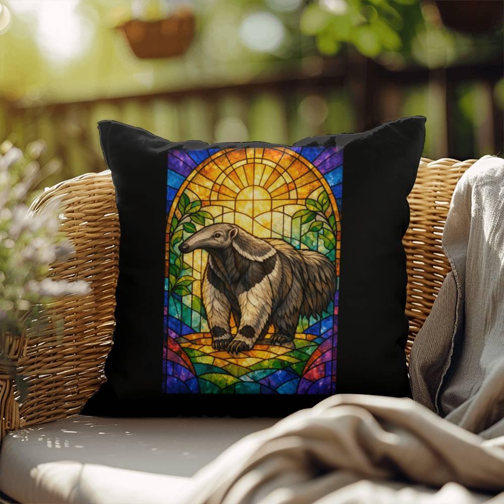 Shop our anteater stained glass style throw pillow featuring the 18" x 18" style option from MySisterIsASurvivor.