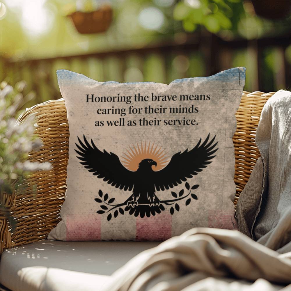 Honoring The Brave Indoor/Outdoor Pillow: Resilient Comfort - Mental Health & Memorial Tribute