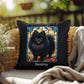 Pomeranian (Black) Indoor/Outdoor Pillow - Personalized Stained Glass Dog Tribute & Comfort Gift