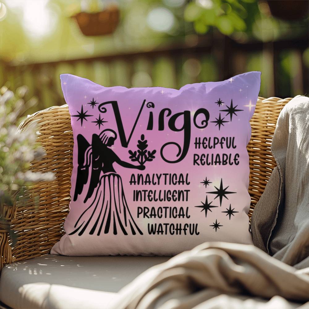 Virgo Indoor/Outdoor Pillow – Zodiac Astrology Decor, Boho Accent for Home & Patio