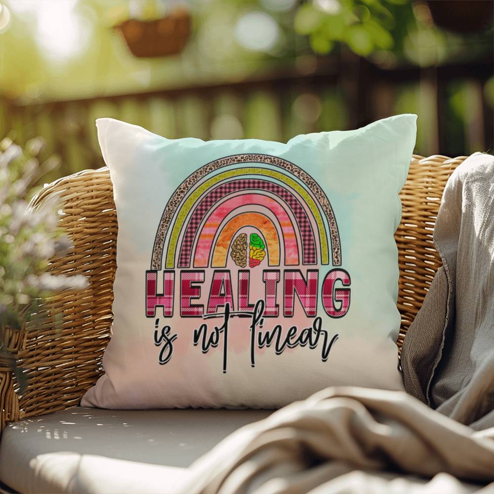 Healing Is Not Linear: Indoor/Outdoor Pillow for Wellness, Style & Stress Relief