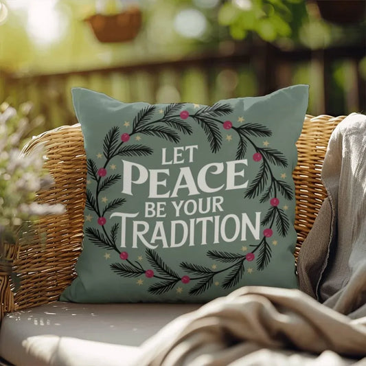Shop our let peace indoor outdoor pillow featuring the 18" x 18" style option from MySisterIsASurvivor.