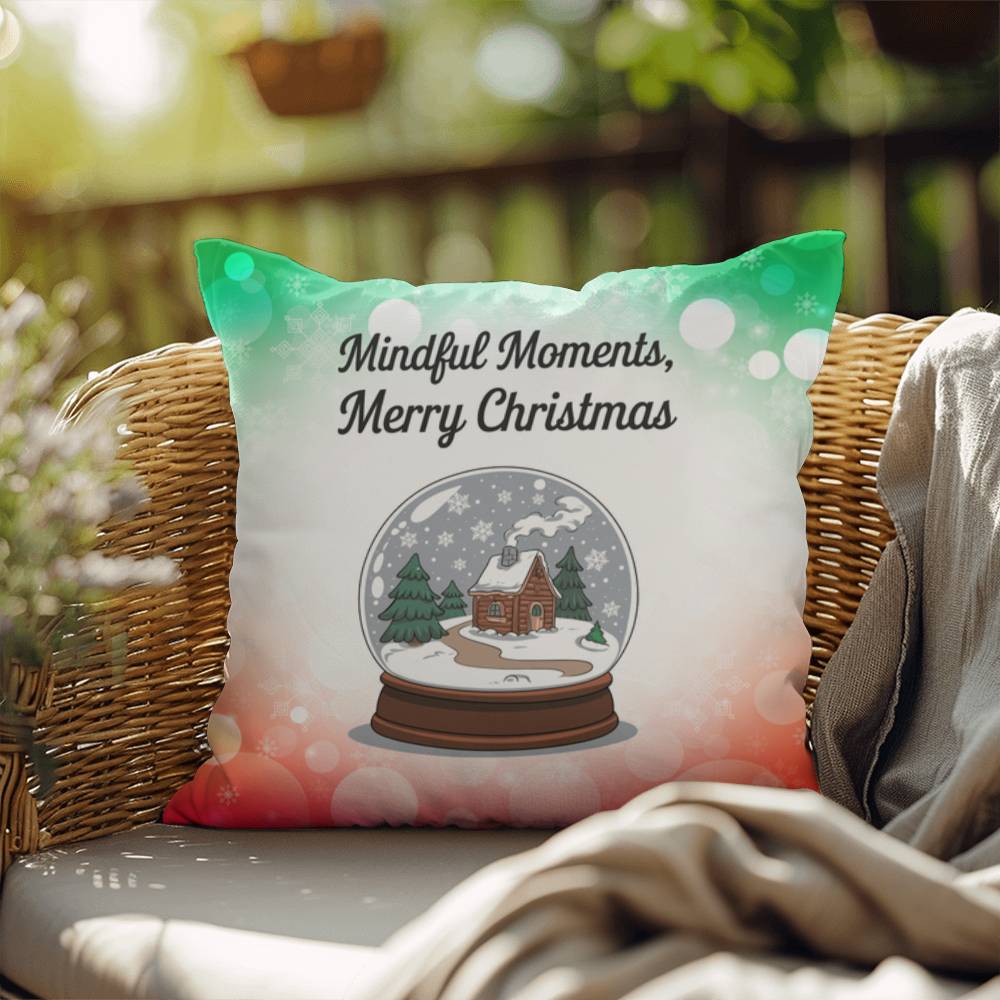 Mindful Moments, Merry Holidays Throw Pillow - Christmas wellness mental health decorative pillow