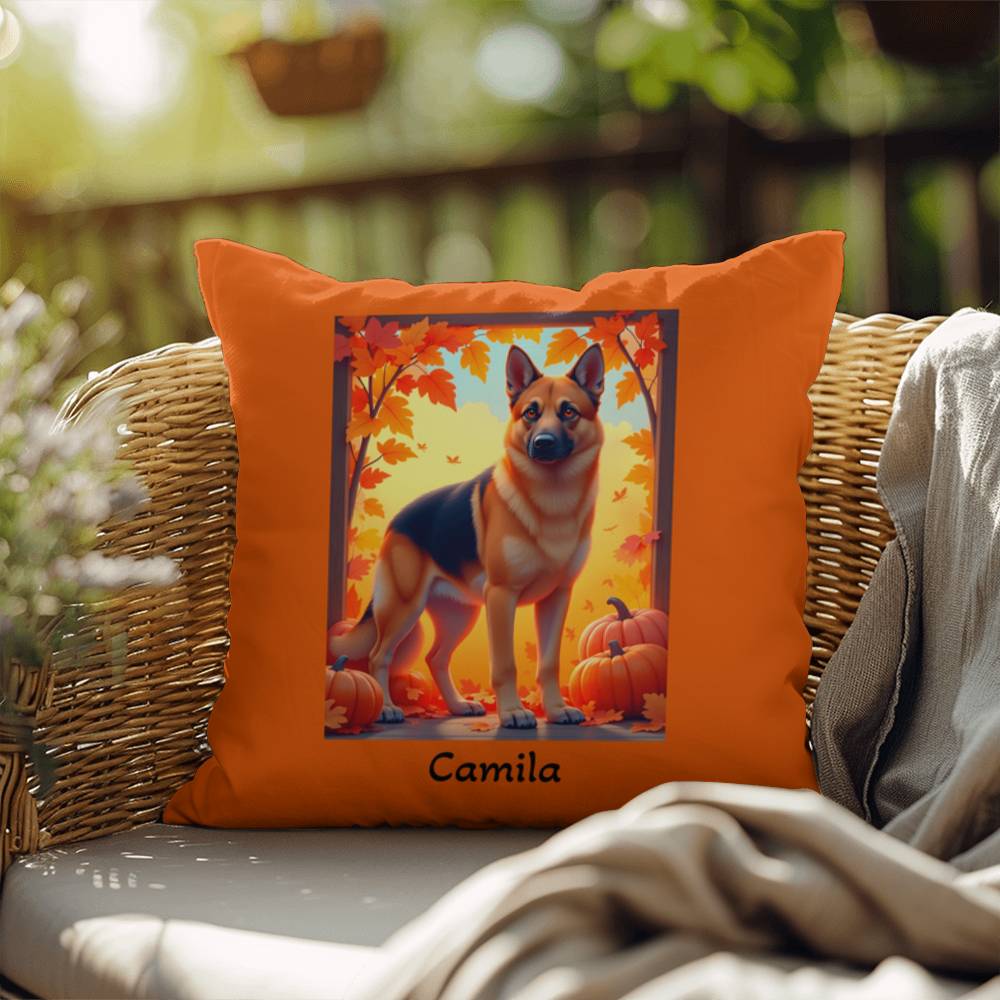 German Shepherd Black & Tan Coat Pillow, Personalized Indoor Dog Cushion, Home Accent Decor