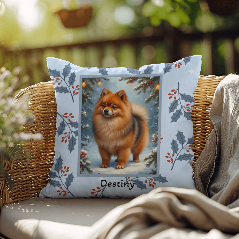 Pomeranian Orange Sable Pillow - Winter Pom throw pillow, seasonal dog decor, cozy indoor accent