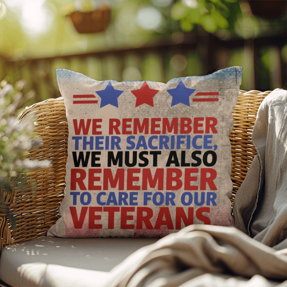 We Remember Their Sacrifice personalized pillow for veteran tribute, PTSD support, and Memorial Day remembrance