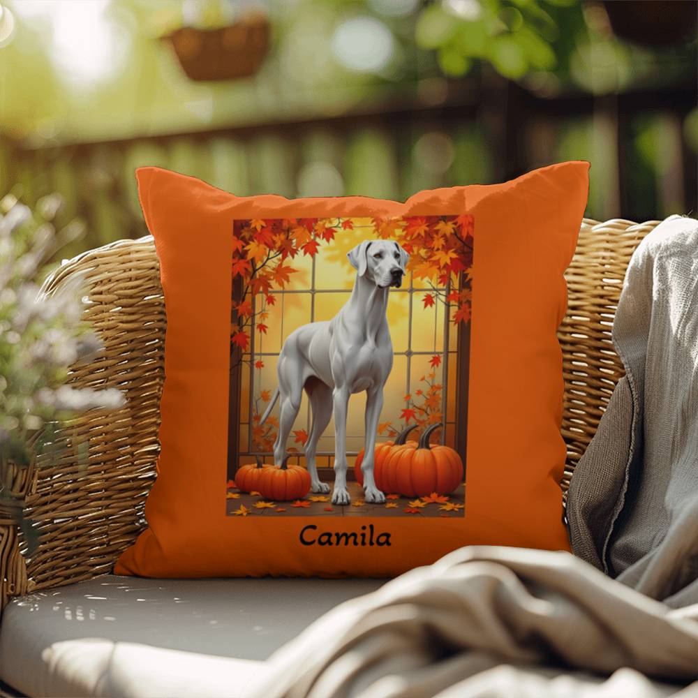 Great Dane (White) Throw Pillow - Personalized Indoor/Outdoor Dog Cushion, Gentle Giant Gift