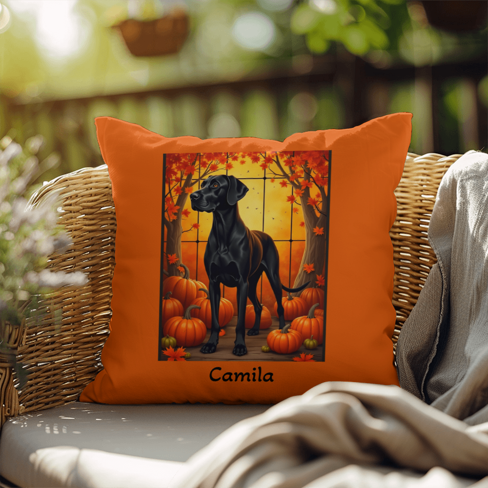 Great Dane (Black) Throw Pillow - Personalized Indoor/Outdoor Dog Cushion, Home Decor Gift