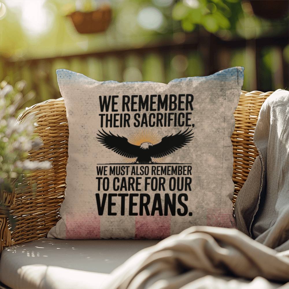 We Remember Their Sacrifice Indoor/Outdoor Pillow: Resilient Comfort - Mental Health & Memorial Tribute