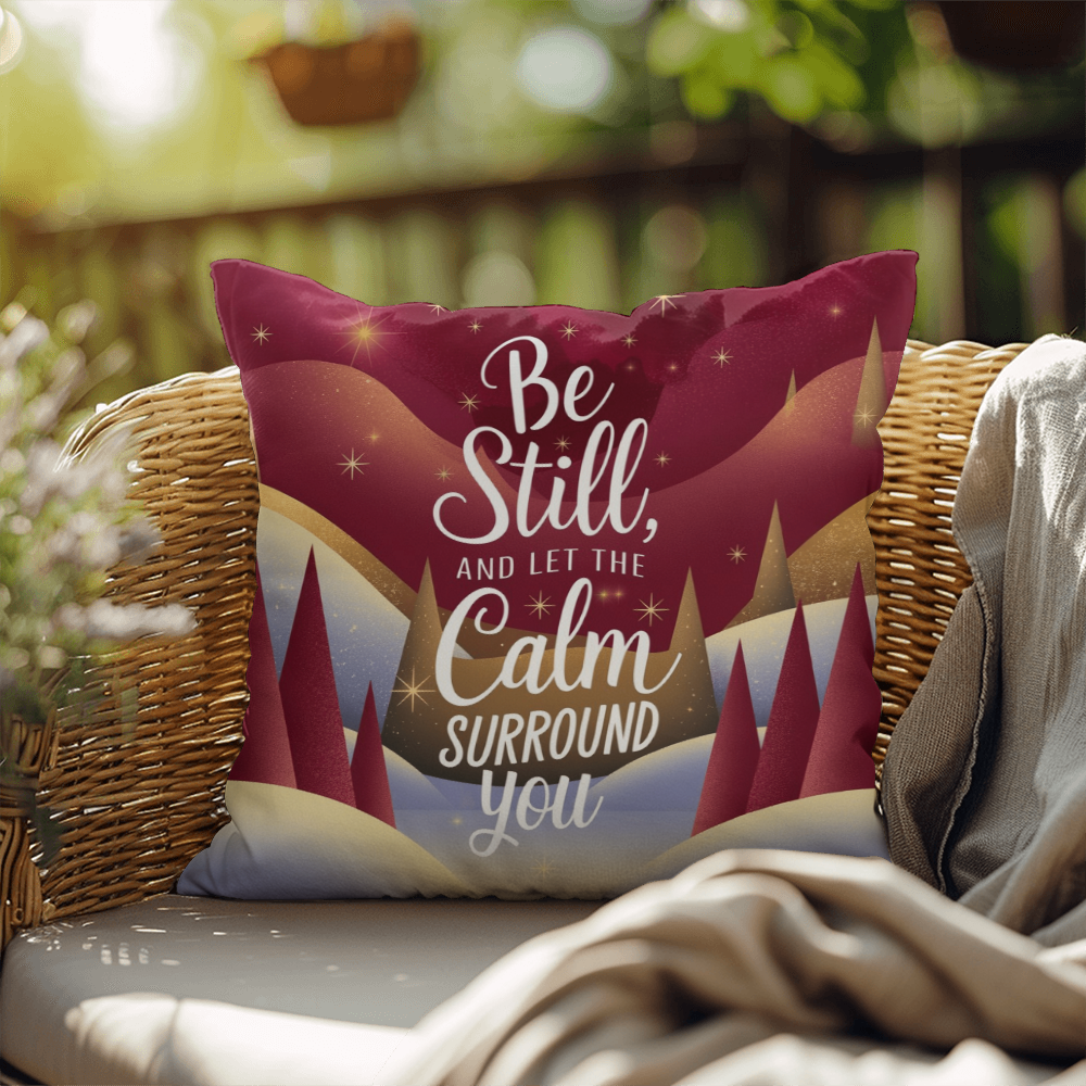 Be Still and Let the Calm Surround You Throw Pillow - Peaceful holiday accent for relaxation