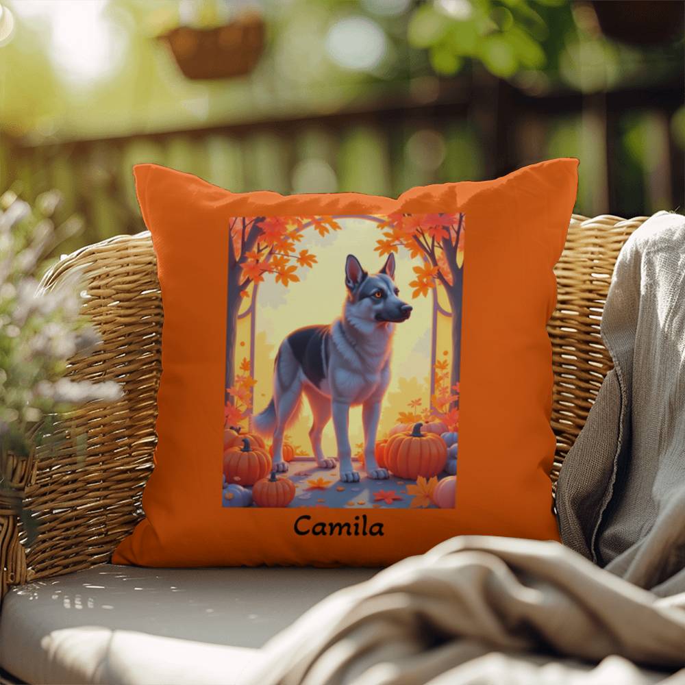 German Shepherd Black & Silver Coat Pillow, Custom Indoor Outdoor Dog Cushion for Dog Lovers