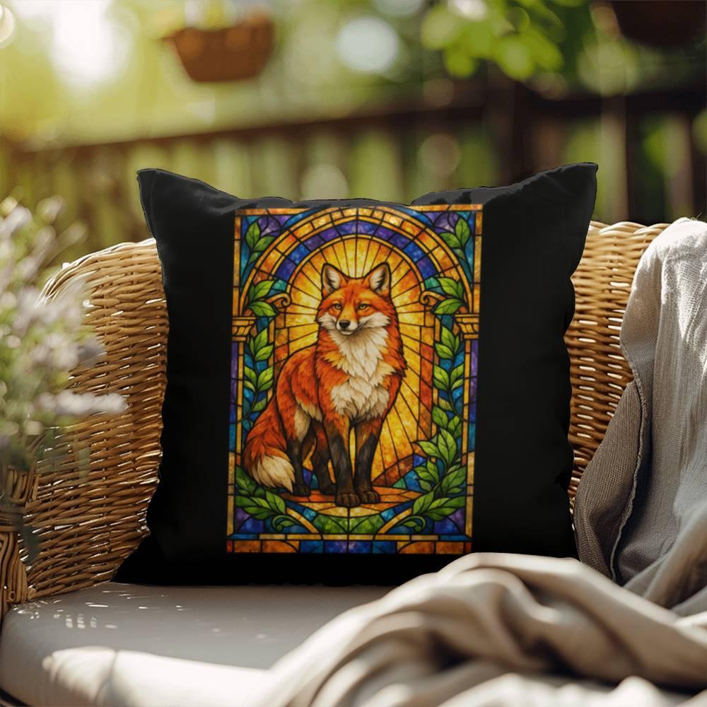 Shop our fox stained glass style throw pillow featuring the 18" x 18" style option from MySisterIsASurvivor.
