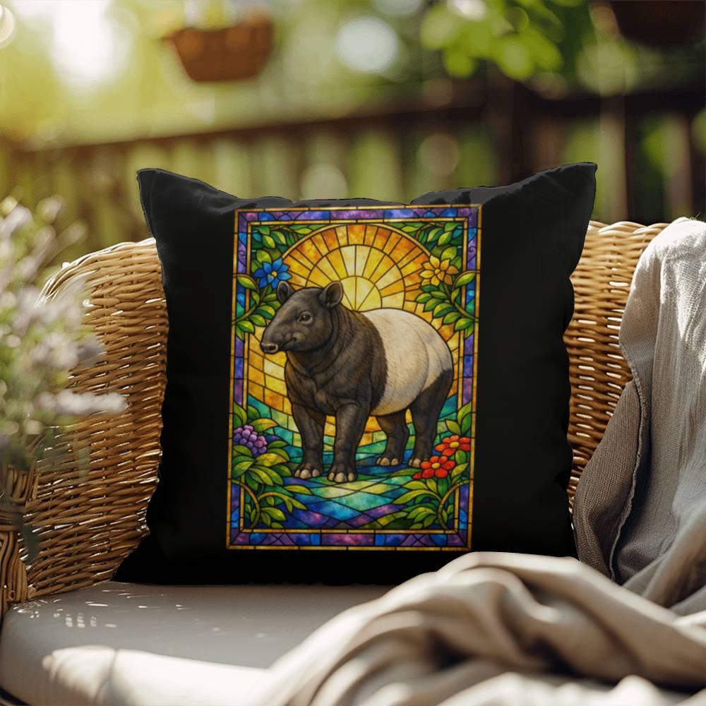 Shop our tapir stained glass style throw pillow featuring the 18" x 18" style option from MySisterIsASurvivor.