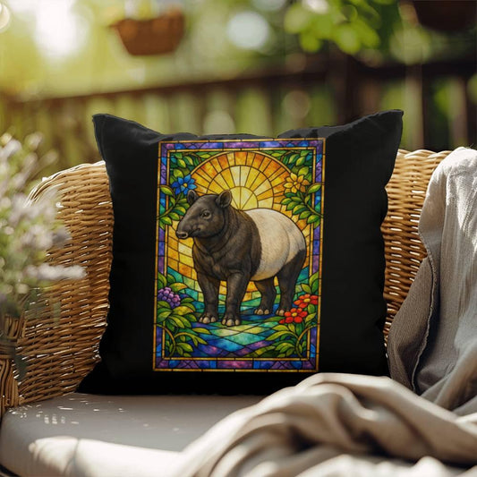 Shop our tapir stained glass style throw pillow featuring the 18" x 18" style option from MySisterIsASurvivor.
