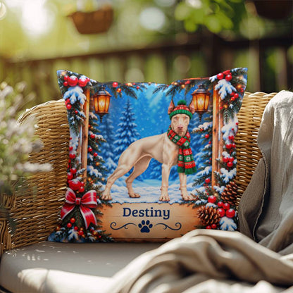 Doberman (White Coat) - Personalized Woodland Accent Pillow, Custom Name Gift for Dog Lovers