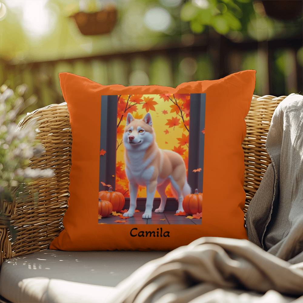 Siberian Husky Light Red Coat (Amber Eyes) Pillow, Indoor Outdoor Dog Cushion, Cozy Accent Gift