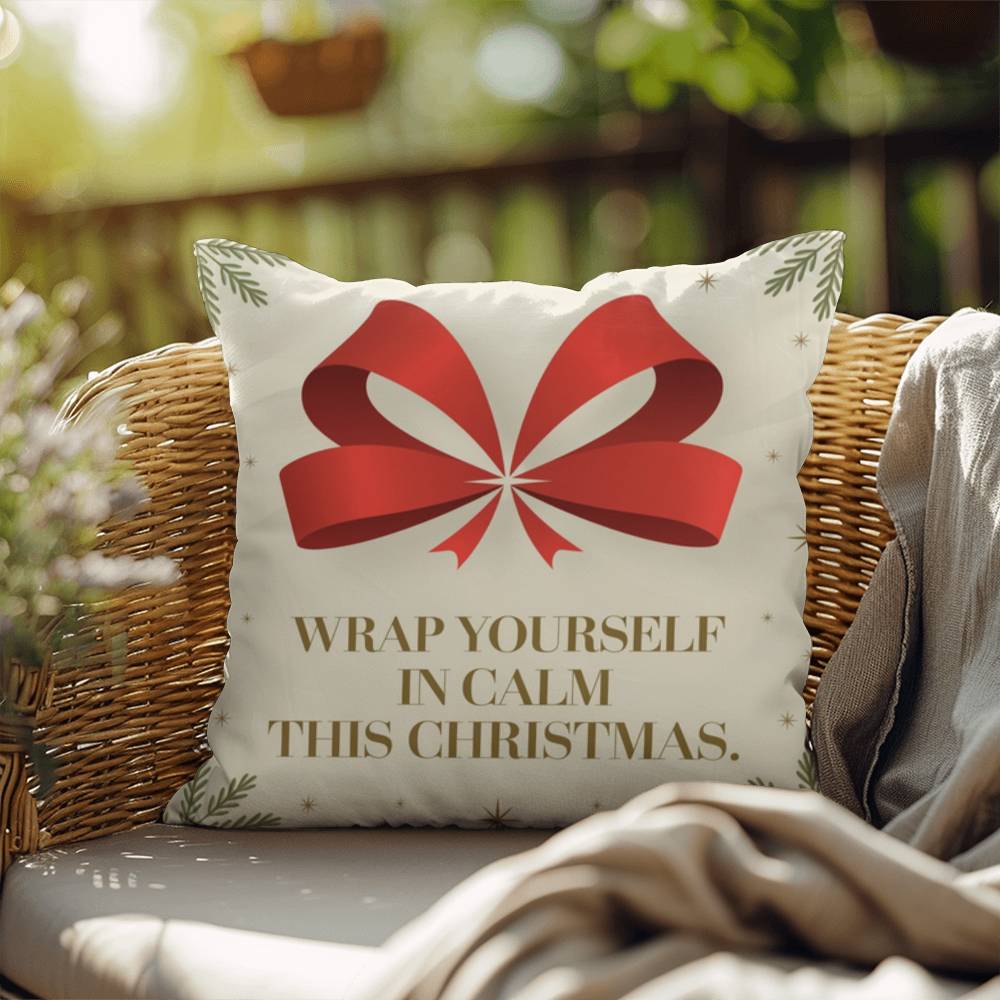 Wrap Yourself in Calm This Christmas Throw Pillow - Peaceful holiday décor for mindfulness