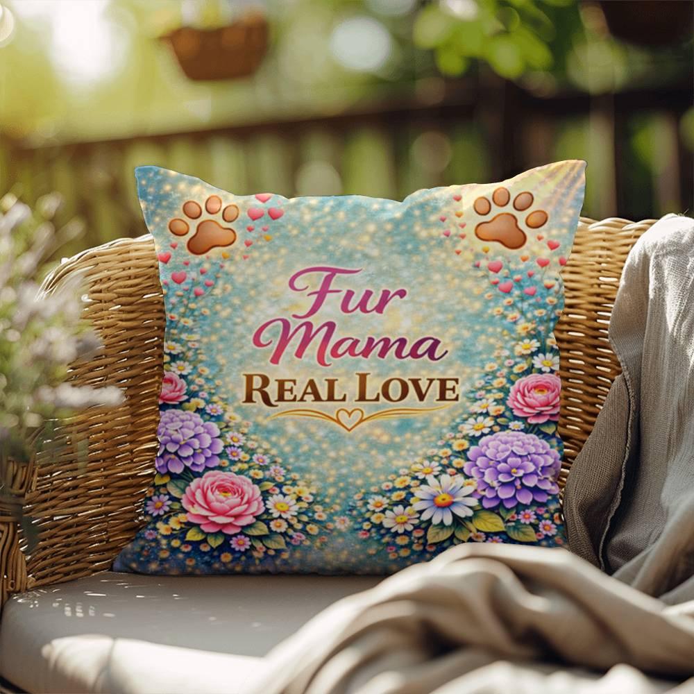 Shop our fur mama real love throw pillow featuring the 18" x 18" style option from MySisterIsASurvivor.