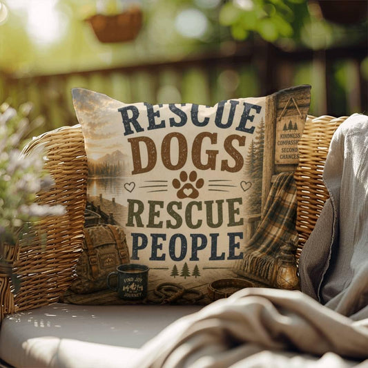 Shop our rescue dogs rescue people throw pillow featuring the 18" x 18" style option from MySisterIsASurvivor.
