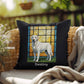 White Labrador Retriever Pillow, custom name stained glass dog décor for pet lovers