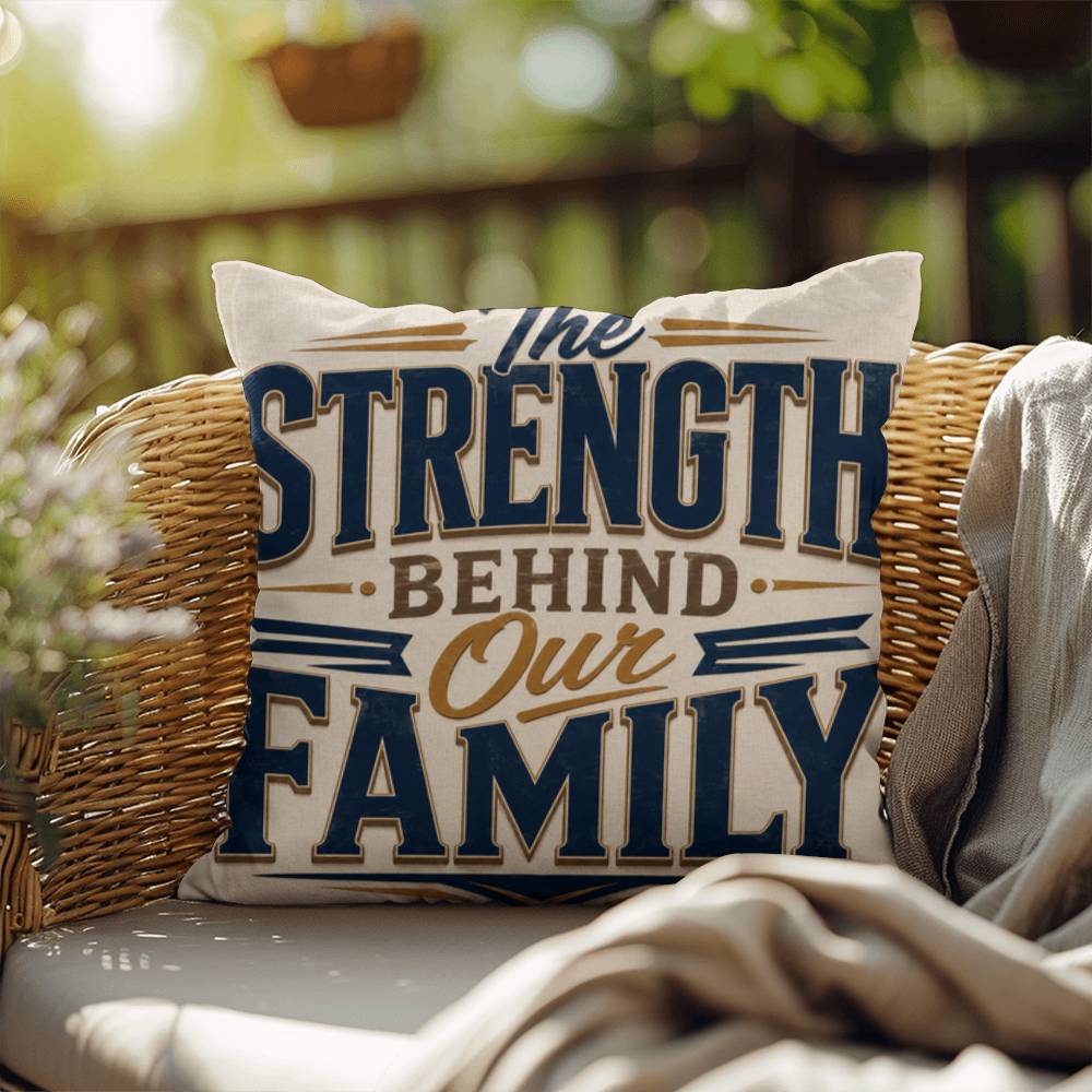 Shop our the strength behind our family throw pillow featuring the 18" x 18" style option from MySisterIsASurvivor.