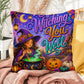 Witching You Well Halloween Throw Pillow - Witch Cauldron Moon Fall Pillow