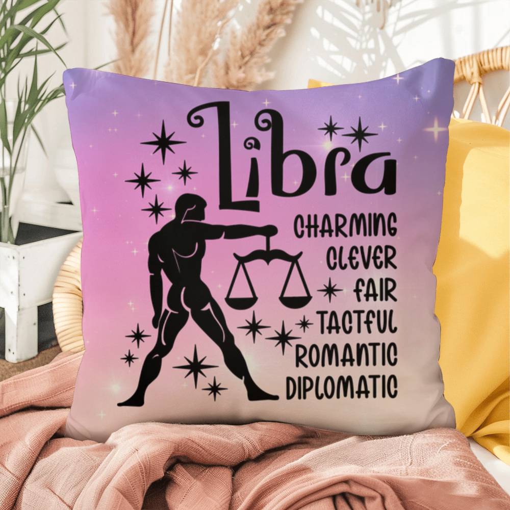 Libra Indoor/Outdoor Pillow – Zodiac Astrology Decor, Boho Accent for Home & Patio