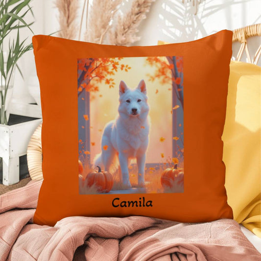 White German Shepherd pillow, personalized indoor outdoor GSD cushion, durable accent - MySisterIsASurvivor
