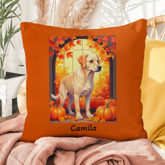 Yellow Labrador Retriever pillow, custom indoor outdoor lab cushion, cozy accent for pet lovers - MySisterIsASurvivor