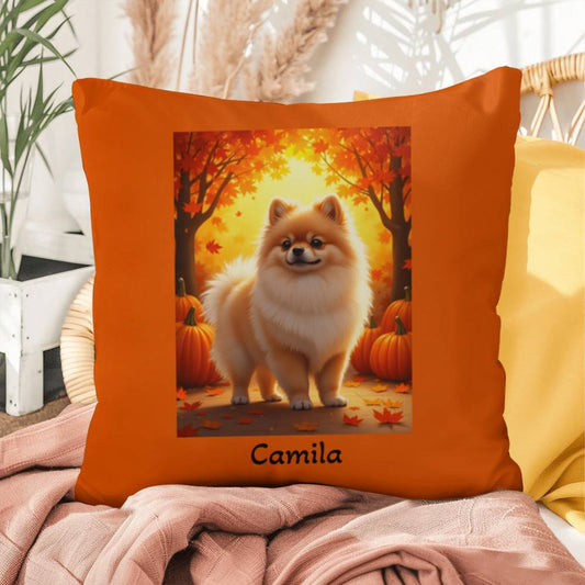 Cream Sable Pomeranian indoor outdoor pillow, custom dog cushion, pet lover accent throw pillow