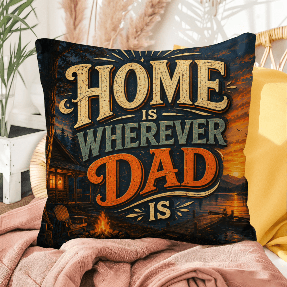 Shop our premium home is wherever dad is throw pillow from MySisterIsASurvivor.