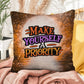 Indoor/outdoor pillow with motivational “Make Yourself A Priority” for self-care