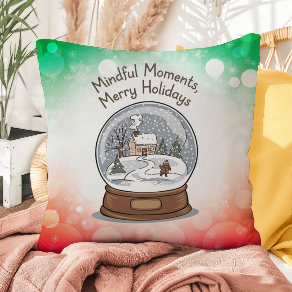 Mindful Moments, Merry Holidays Throw Pillow - Holiday mindfulness decorative Christmas pillow