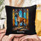 Belgian Malinois (Mahogany) Indoor/Outdoor Pillow - Personalized Stained Glass Dog Tribute & Comfort Gift