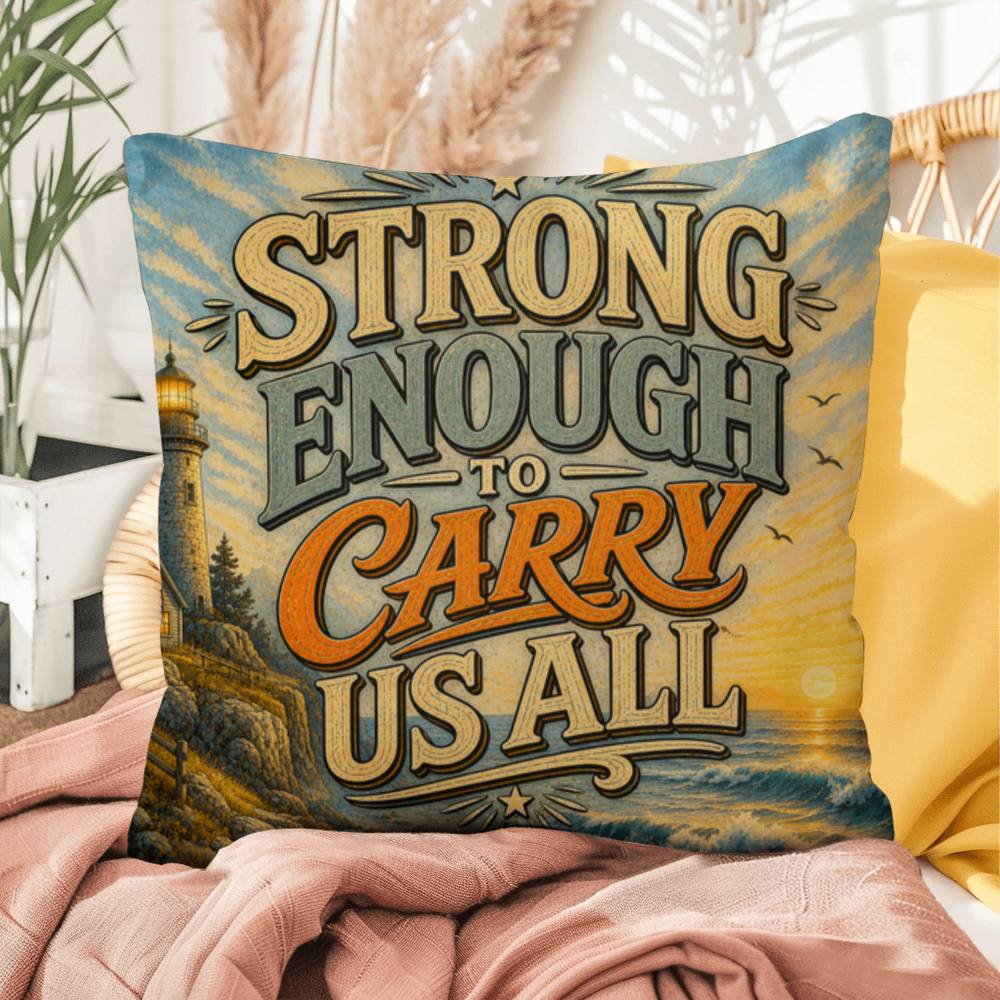 Shop our premium strong enough to carry us all throw pillow from MySisterIsASurvivor.