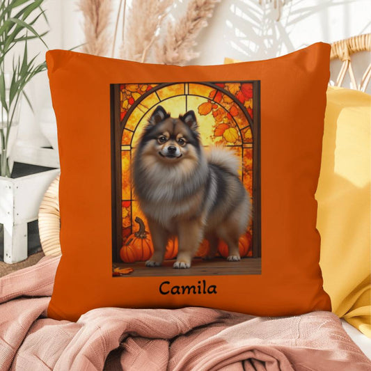 Wolf Sable Pomeranian indoor outdoor pillow, custom dog cushion, pet lover gift accent decor