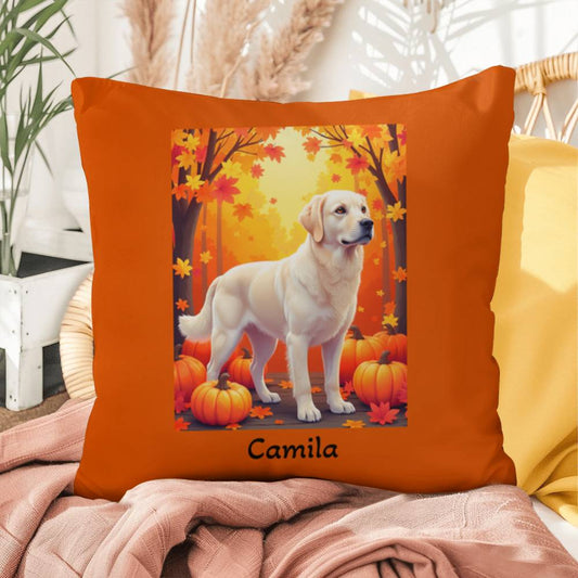 Cream Golden Retriever pillow, personalized indoor outdoor dog cushion, water-resistant decor - MySisterIsASurvivor